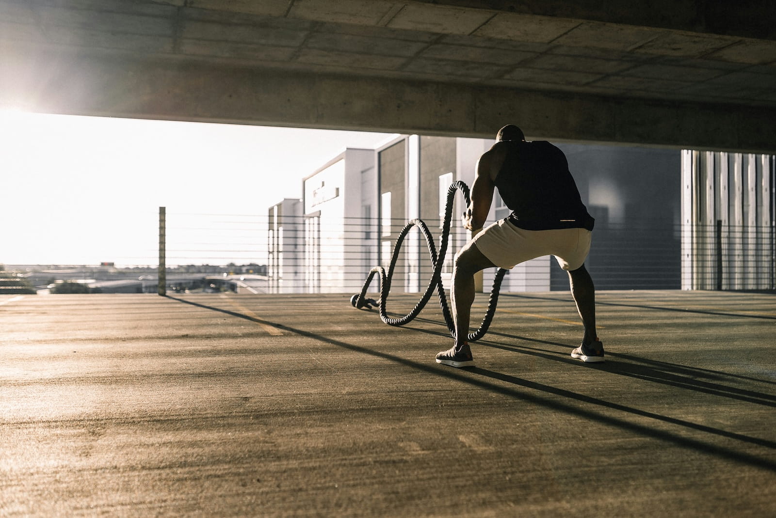 Man training with a rope